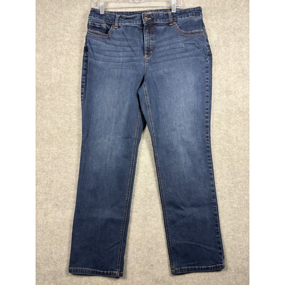 Chico's So Lifting So Slimming Straight Leg Jeans 2.5 Short Blue Dark Wash